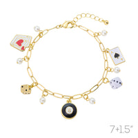 Casino Gambling Themed 8 Ball Dice Ace Hoop Bracelet (7+1.5in)