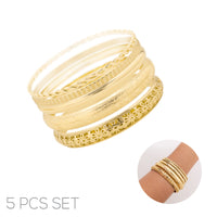 Gold Plated 5 Piece Bangle Bracelets (2.6in)