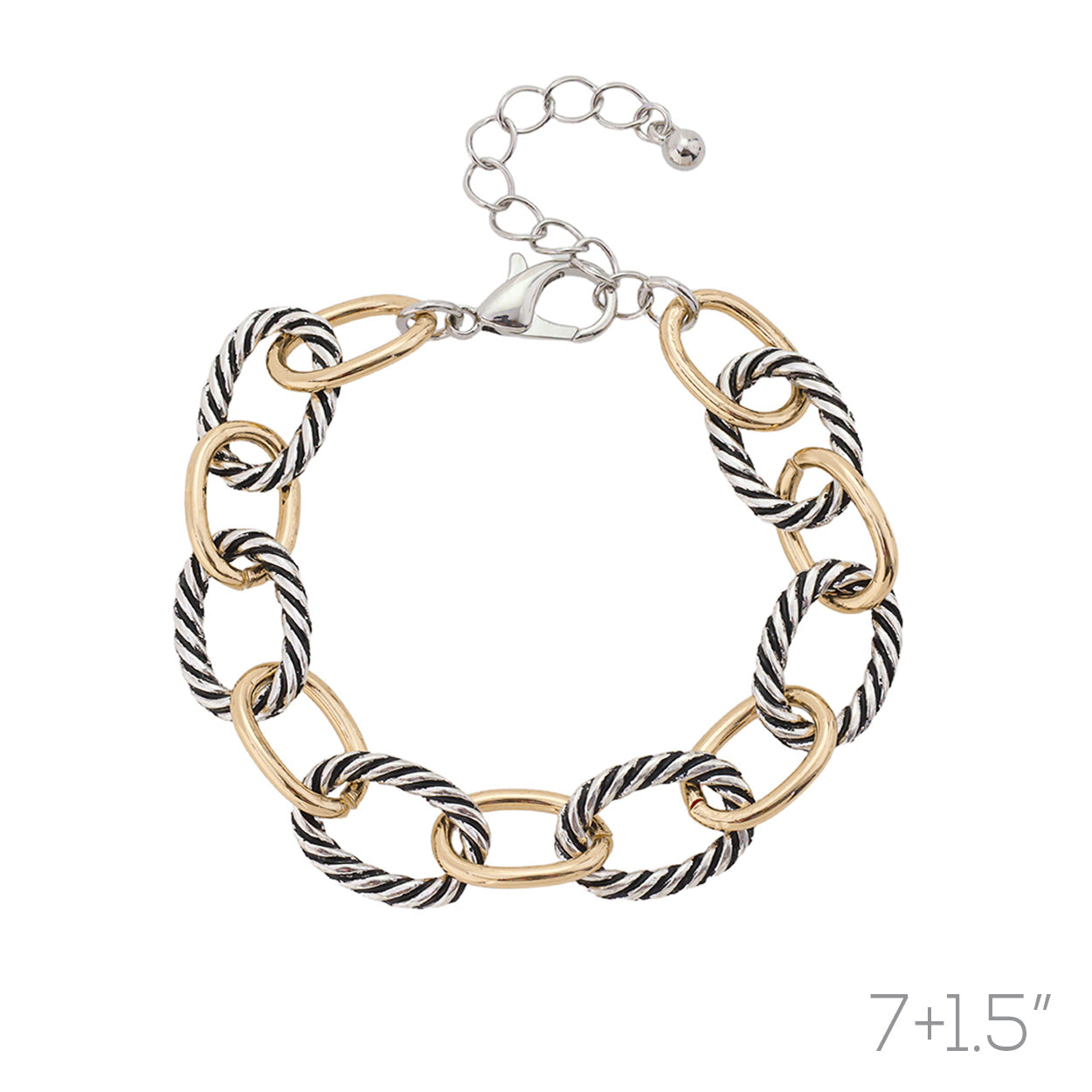 Two Tone Cable Rope Link Bracelet (7+1.5in) – Park Imports