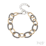Two Tone Cable Rope Link Bracelet (7+1.5in)