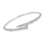 Cubic Zirconia Hinged Nail Bracelet in Silver or Gold (2x2.37in)