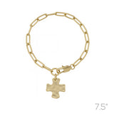 Gold Plated Hammered Cross Bracelet (7.5in)