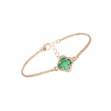 Gold Plated 12mm Glass Bead Clover Bracelet (7+1.5in)