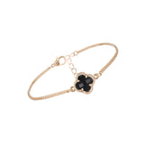 Gold Plated 12mm Glass Bead Clover Bracelet (7+1.5in)