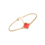 Gold Plated 12mm Glass Bead Clover Bracelet (7+1.5in)