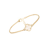 Gold Plated 12mm Glass Bead Clover Bracelet (7+1.5in)