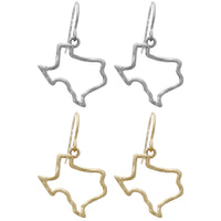 Texas Map Fish Hook Dangle Earrings (0.8x1in)