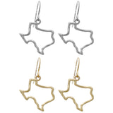 Texas Map Fish Hook Dangle Earrings (0.8x1in)
