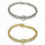 Crystal Heart Charm Memory Wire Bracelet