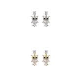 Cubic Zirconia Cute Owl Stud Earrings (0.33x0.62in)