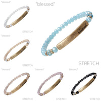 Blessed Bar 6mm Glass Beaded Stretch Bracelet - 6 Colors