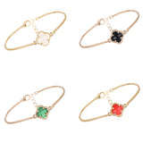 Gold Plated 12mm Glass Bead Clover Bracelet (7+1.5in)