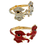 Rhinestone Dual Elephant Cuff Hinge Bracelet