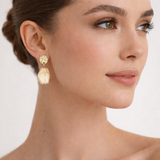 Irregular Hammered Post Earrings - 2 Colors (0.88x2in)