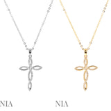 Cubic Zirconia Cross Marquise Necklace (16+2in)