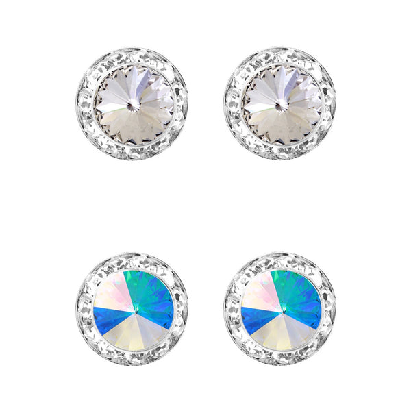 15mm Rondelle Crystal Stud Earrings - 2 Colors (Dance Team)