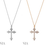 Cubic Zirconia Cross Pendant Necklace (18200CR)(18+2in)