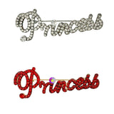 Princess Word Rhinestone Brooch Pin (3x1.25in)
