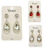 Vivace Rhinestone Layered Crystal Teardrop Dangle Earrings in 3 Colors (0.75x2.25in)