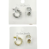 Rhinestone Huggie Hoop Earrings in Silver or Gold(E8638)(0.4x0.6in)