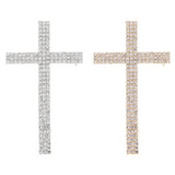 Rhinestone Three Line Cross Brooch Pin (1.6x2.75in)