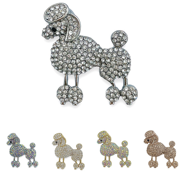 Crystal Poodle Pin - 5 Colors Available (1.25x1.5in)