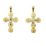 Gold Plated Stainless Steel San Benito Cross Pendant (1688)(1.25x2in)
