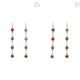 Evil Eye Dangle Earrings in Silver or Gold (0.25X2.5in)