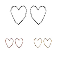 Irregular Line Heart Post Earrings in 3 Colors (1.5x1.75in)