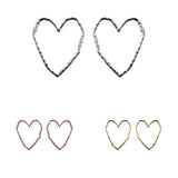 Irregular Line Heart Post Earrings in 3 Colors (1.5x1.75in)