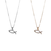 Jesus Fish Necklace in Silver or Gold Tone (0.6x0.2inin)(16+3in)