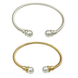 Pearl Cable Cuff Bracelet in Silver or Gold