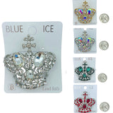 Royal Crown w/ Cross Top Pin Brooch - 10 Colors Available (06626)(2x2in)
