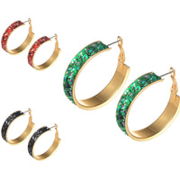35 mm Glitter Hoop Earrings in 6 Colors (1.5x1.5in)