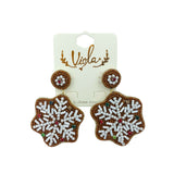 Snowflake Christmas Themed Beaded Earrings (2.5x1.75in)