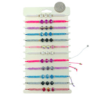 Bulk 12 PCS Drawstring Crystal Clover Bracelets (IBR-3250)