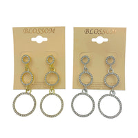 Bulk 12 PCS Three Tiered Circle Crystal Earrings (IER-5283)