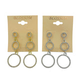 Bulk 12 PCS Three Tiered Circle Crystal Earrings (IER-5283)