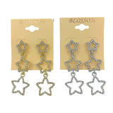 Bulk 12 PCS Three Tiered Star Crystal Earrings (IER-5282)