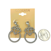 Bulk 12 PCS Diamond Ring Shaped Crystal Earrings (IER-5278)