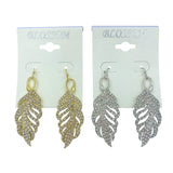 Bulk 12 PCS Leaf Shaped Crystal Earrings (IER-5198)