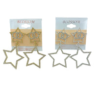 Bulk 12 PCS Two Tiered Star Crystal Earrings (IER-4169CL)