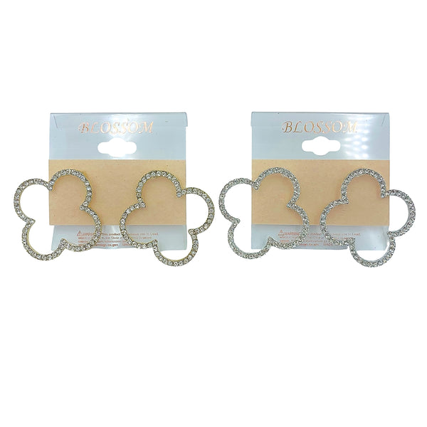 Bulk 12 PCS $1.00 Clover Shaped Crystal Earrings (IER-4245)