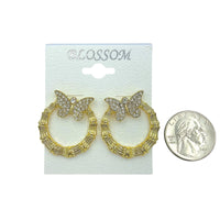 Bulk 12 PCS Butterfly Circle Crystal Earrings (IER-5567)