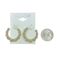 Bulk 12 PCS Half Side Crystal J Hoop Earrings (IER-5565)