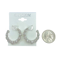 Bulk 12 PCS Half Side Crystal J Hoop Earrings (IER-5565)