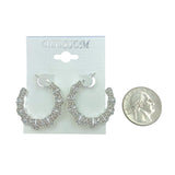 Bulk 12 PCS Half Side Crystal J Hoop Earrings (IER-5565)