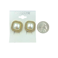 Bulk 12 PCS Clip-On Square Pearl & Crystal Earrings (IER-4642)