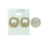 Bulk 12 PCS Clip-On Square Pearl & Crystal Earrings (IER-4642)