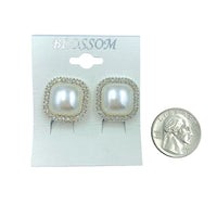 Bulk 12 PCS Clip-On Square Pearl & Crystal Earrings (IER-4642)